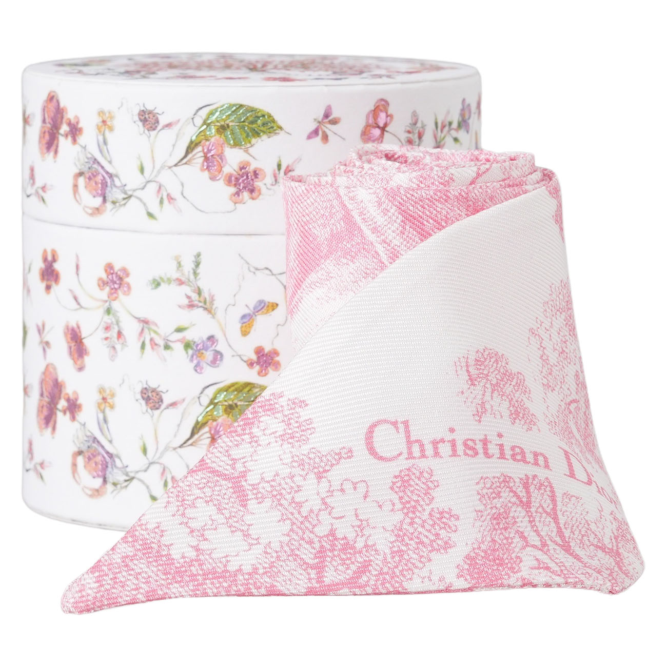 CHRISTIAN DIOR(USED)디올 뜨왈드 주이 미차 실크 스카프 핑크